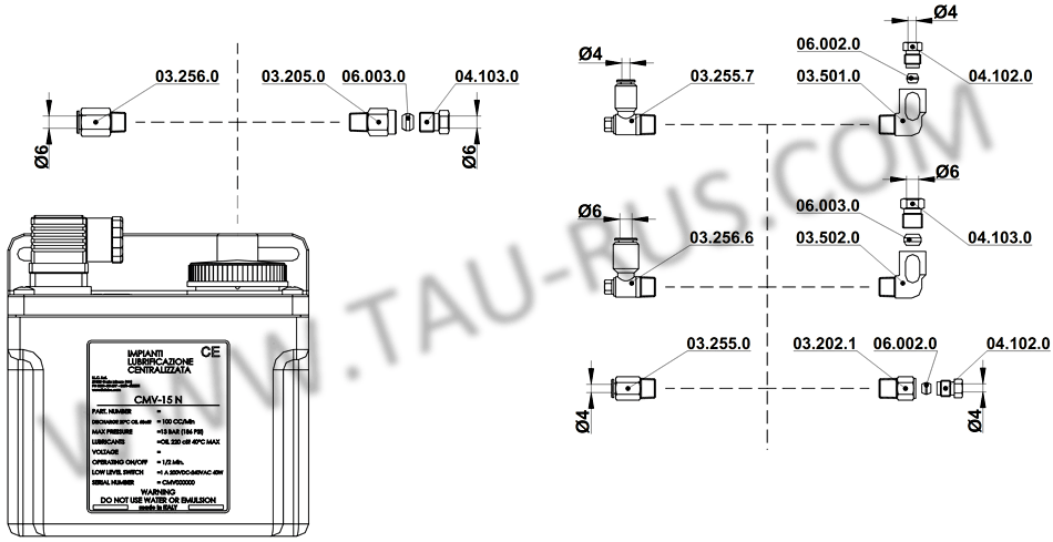 Фитинги для подключения CMV-15N CE (CS) в систему Фитинги для подключения CMV-15N CE (CS) в систему