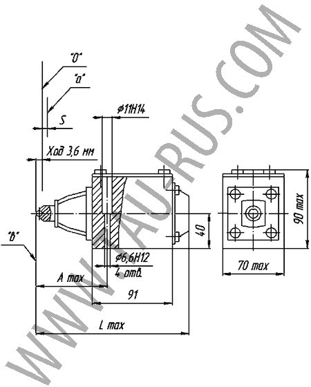 Габаритные размеры 1РМР10 574A (ВМР10 574A), 1РМР 574AФ (ВМР 10 574AФ) Габаритные размеры трёхпозиционных 1РМР10 574A (ВМР10 574A), 1РМР 574AФ (ВМР 10 574AФ)