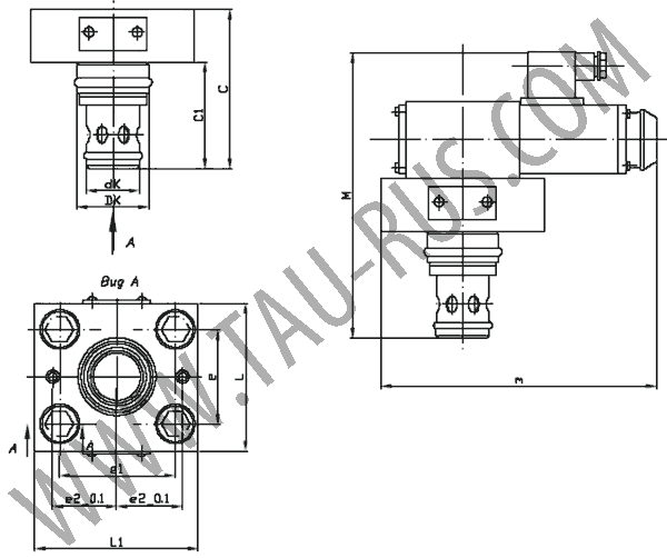 Размеры гидроклапанов КГВ 10, КГВ 20, КГВ 32