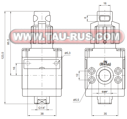 Размеры ручных отсечных клапанов 17230.A и 17230.B