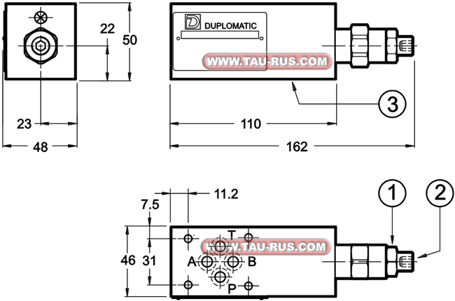 Габаритные и присоединительные размеры клапанов PBM3