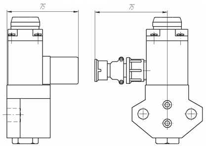 Размеры с соединителем ШР16 вентиля ВВ 351 и ВВ 352