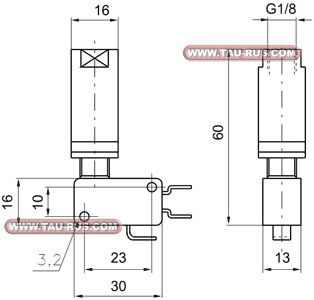 Размеры реле давления 900.18.1/1-1, 900.18.1/1-4
