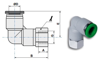 Фитинг цанговый угловой поворотный чертёж, фото