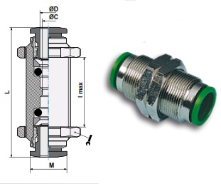 Фитинг-соединитель с монтажными гайками чертёж, фото