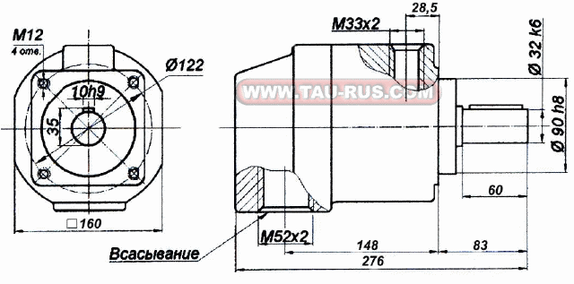 Размеры насосов НПл-45/16, НПл-56/16, НПл 80/16