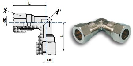 Фитинг-содинитель угловой чертёж, фото