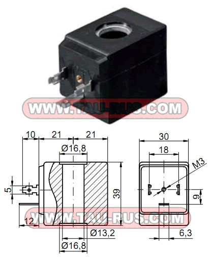 Катушка (соленоид) тип 2 для диаметра 13 мм | Катушка (соленоид) 20B, 20C, 20D, 20E, 20F, 200, 201, 202, 203, 221, 22E, 22B
