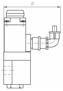 Размеры с соединителем 2РМГ14 угловым вентиля ВВ 351 и ВВ 352