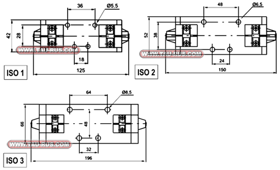 Размеры невмораспределителей 1011.*, 1012.*, 1013.*