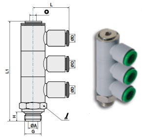 Коллектор цанговый трехуровневый поворотный чертёж, фото