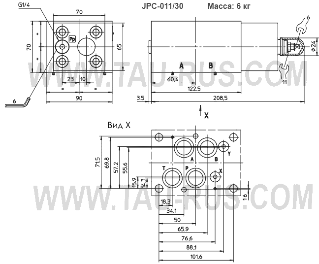 ATOS Размеры компенсатора давления JPC-011/30