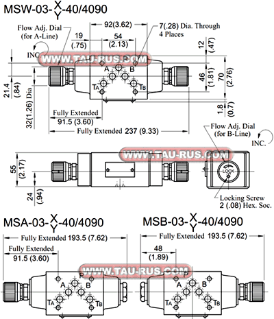 Размеры дросселей MSA-03-X(Y)-40, MSB-03-X(Y)-40, MSW-03-X(Y)-40 Размеры дросселей MSA-03-X(Y)-40, MSB-03-X(Y)-40, MSW-03-X(Y)-40