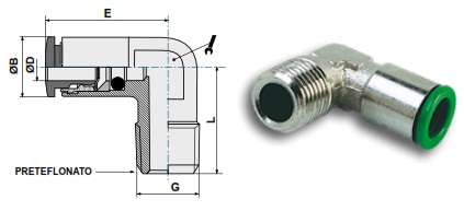 Фитинг цанговый угловой чертёж, фото