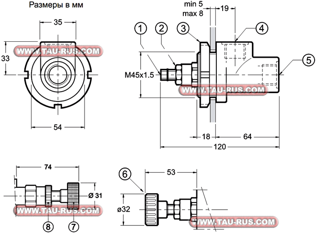 Габаритные и присоединительные размеры клапанов RM2-W*, RM3-W* Габаритные и присоединительные размеры клапанов RM2-W*, RM3-W*