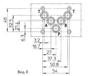 Монтажная поверхность гидроклапанов KG-031, 033, 034 Монтажная поверхность гидроклапанов KG-031, 033, 034