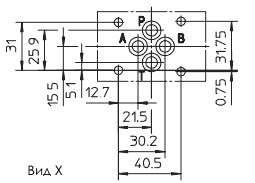 Монтажная поверхность гидроклапанов HG-031, 033, 034 Монтажная поверхность гидроклапанов HG-031, 033, 034