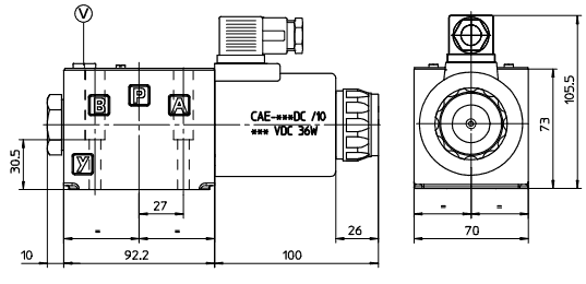 размеры распределителей DKE-1613-X 24DC, DKE-1630/2-X 24DC, DKE-1631/2-X 24DC, DKE-1632/2-X 24DC