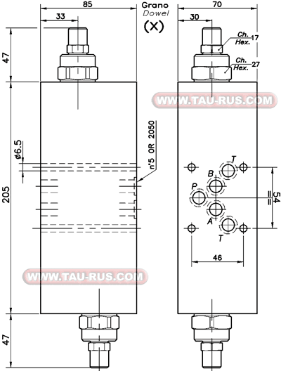 Размеры клапана OWC-DE-L10 (001.292.0X0)