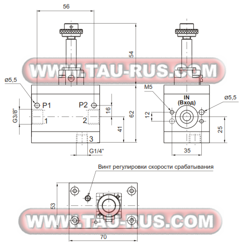 Размеры ручных отсечных клапанов 17210.M2, 17220