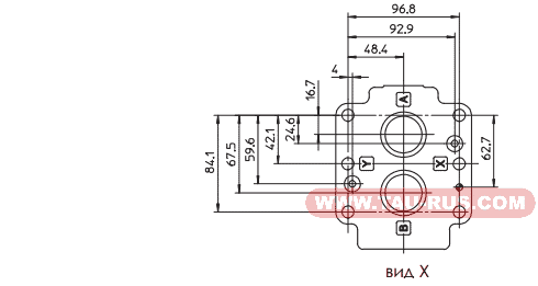 Размеры монтажной поверхности клапанов ATOS AGIR-32, AGIS-32, AGIU-32