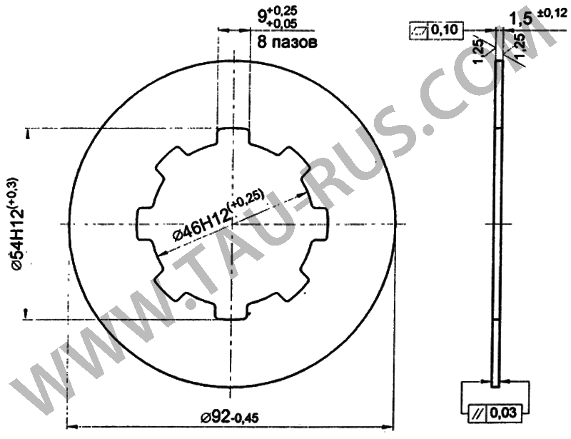 Диск фрикционный 16Р25В.20.248 к станку 16Р25П чертёж Диск фрикционный 16Р25В.20.248 к станку 16Р25П чертёж