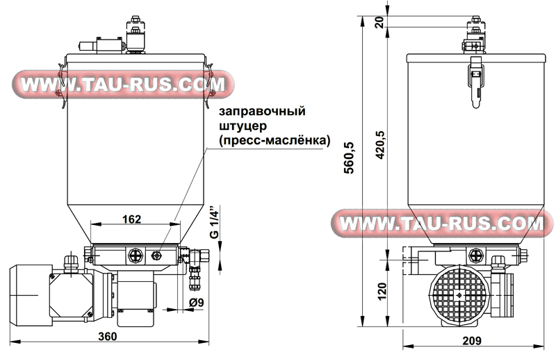 Размеры насосной станции PEG-10N/30 (90.922.0)