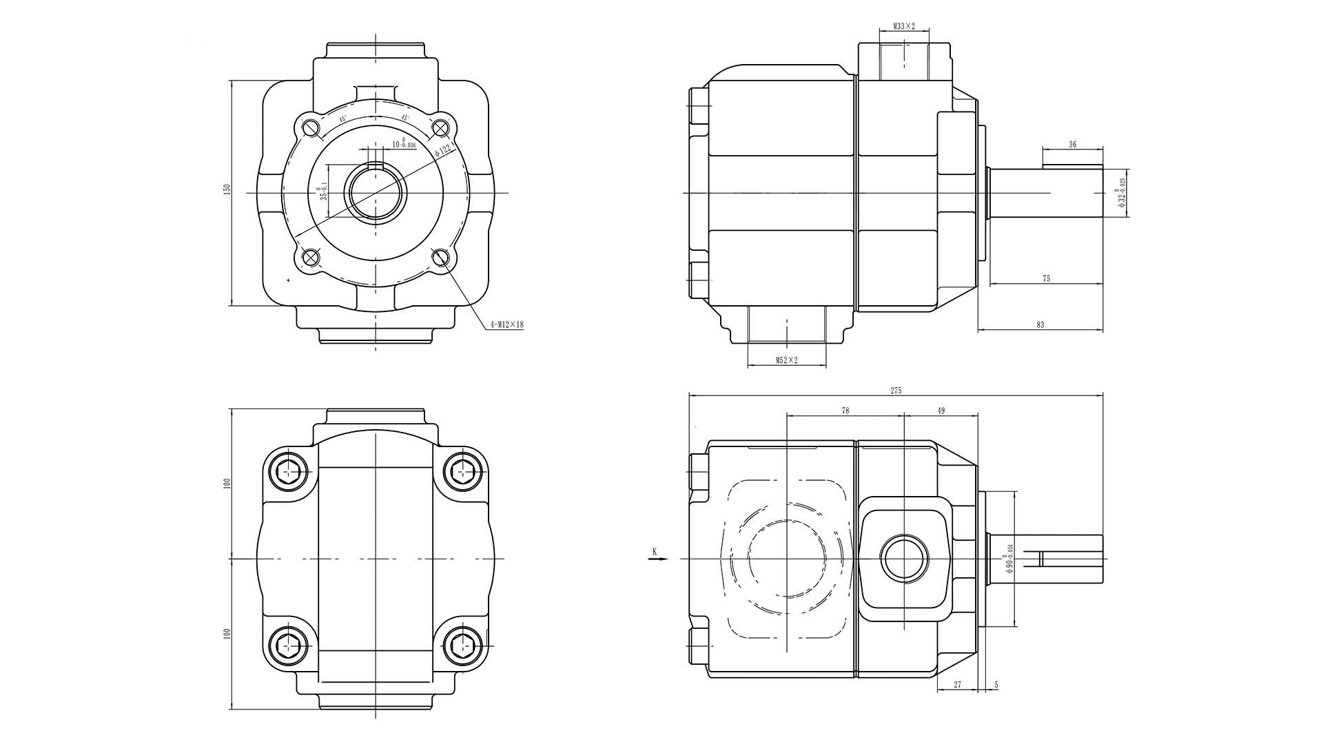 Габариты НПл 80/16 - Насос пластинчатый