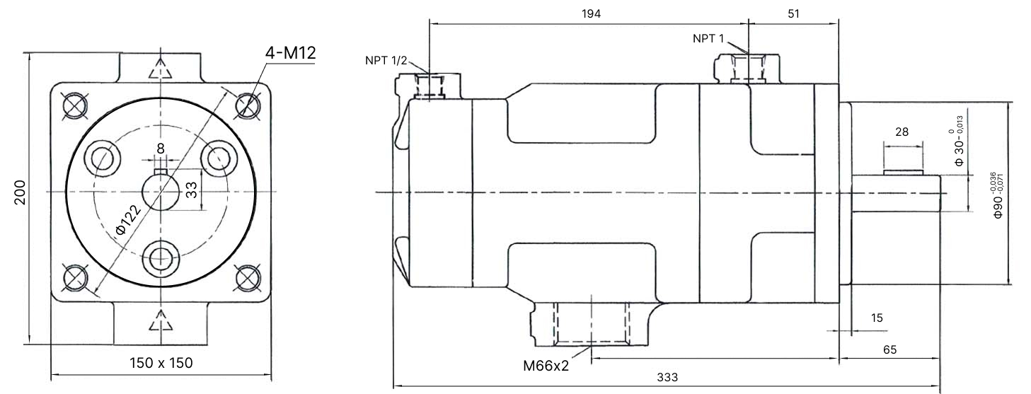Габариты НПл 125-125/6,3 - Насос пластинчатый Габариты НПл 125-125/6,3 - Насос пластинчатый