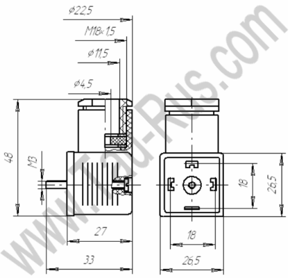 Размеры Соединитель электрический (электроразъём) СЭ11-19, чертёж