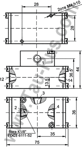 Чертёж пневмораспределителя В63-11А