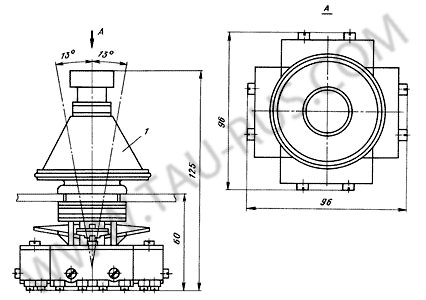 Габаритные размеры Крестовый переключатель ПК12-21Д801, ПК12-21Д802