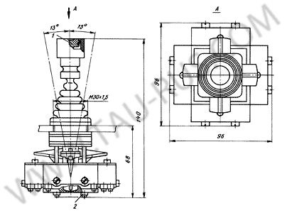 Габаритные размеры Крестовый переключатель ПК12-21-821, ПК12-21-822