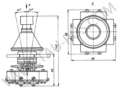 Габаритные размеры Крестовый переключатель ПК12-21Д821, ПК12-21Д822
