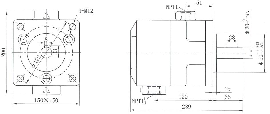 Габариты НПл 80/6,3 - Насос пластинчатый Габариты НПл 80/6,3 - Насос пластинчатый